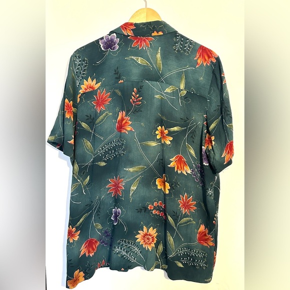 Alfred Dunner Vintage Shirt Sz 14 Floral Green and Orange Casual Button Down - Picture 5 of 6